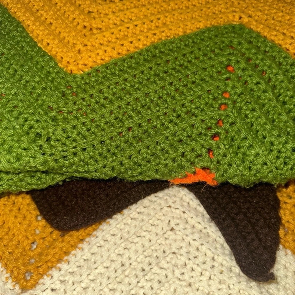 Handmade Crochet Multicolor Chevron Knit Fall Autumn Granny Cottagecore Winter